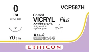 [V587H] Pochette de fil VICRYL  ETHICON USP 0 avec aiguilles serties pour petits animaux