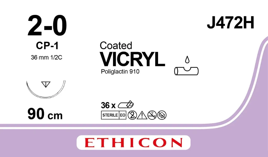 [J 472H] Pochette de fil VICRYL ETHICON 2/0 avec aiguilles serties 36 mm pour petits animaux