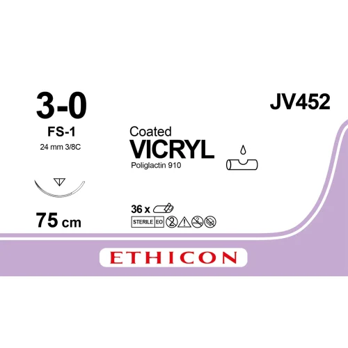 [JV 452] Pochette de fil VICRYL ETHICON 3/0 avec aiguilles serties pour petits animaux
