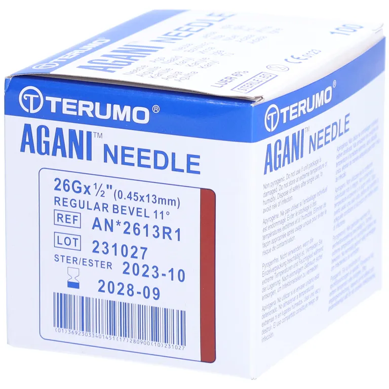Boîte d'aiguilles hypodermqiues Luer TERUMO 26 G X 1/2"