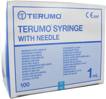 Boîte de 100 seringues TERUMO 1ML avec aiguilles serties