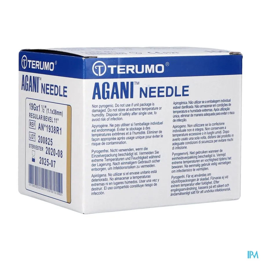 [A.T. 19G] Boîtes d'aiguilles hypodermiques TERUMO 19 G x 1 1/2"