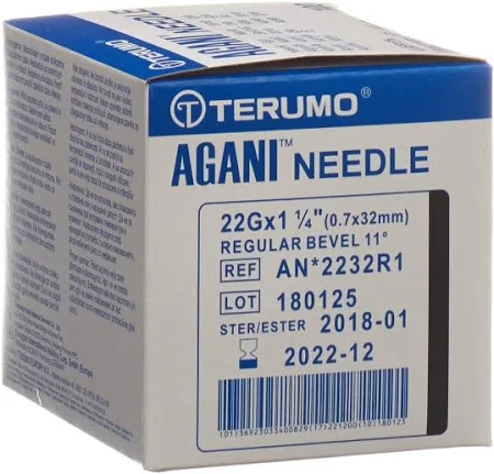 [A.T. 22G] Boîtes d'aiguilles hypodermiques TERUMO 22 G x 1 1/4"