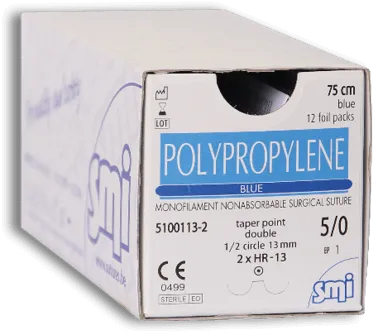 [5200116] Boîte de 12 pochettes Polypropylene bleu Usp 3/0 Smi