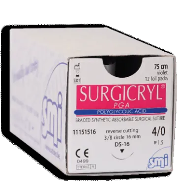 [11071512] Boîte de 12 pochettes Surgicryl Pga Usp 6/0 Smi avec aiguilles serties ophtalmo